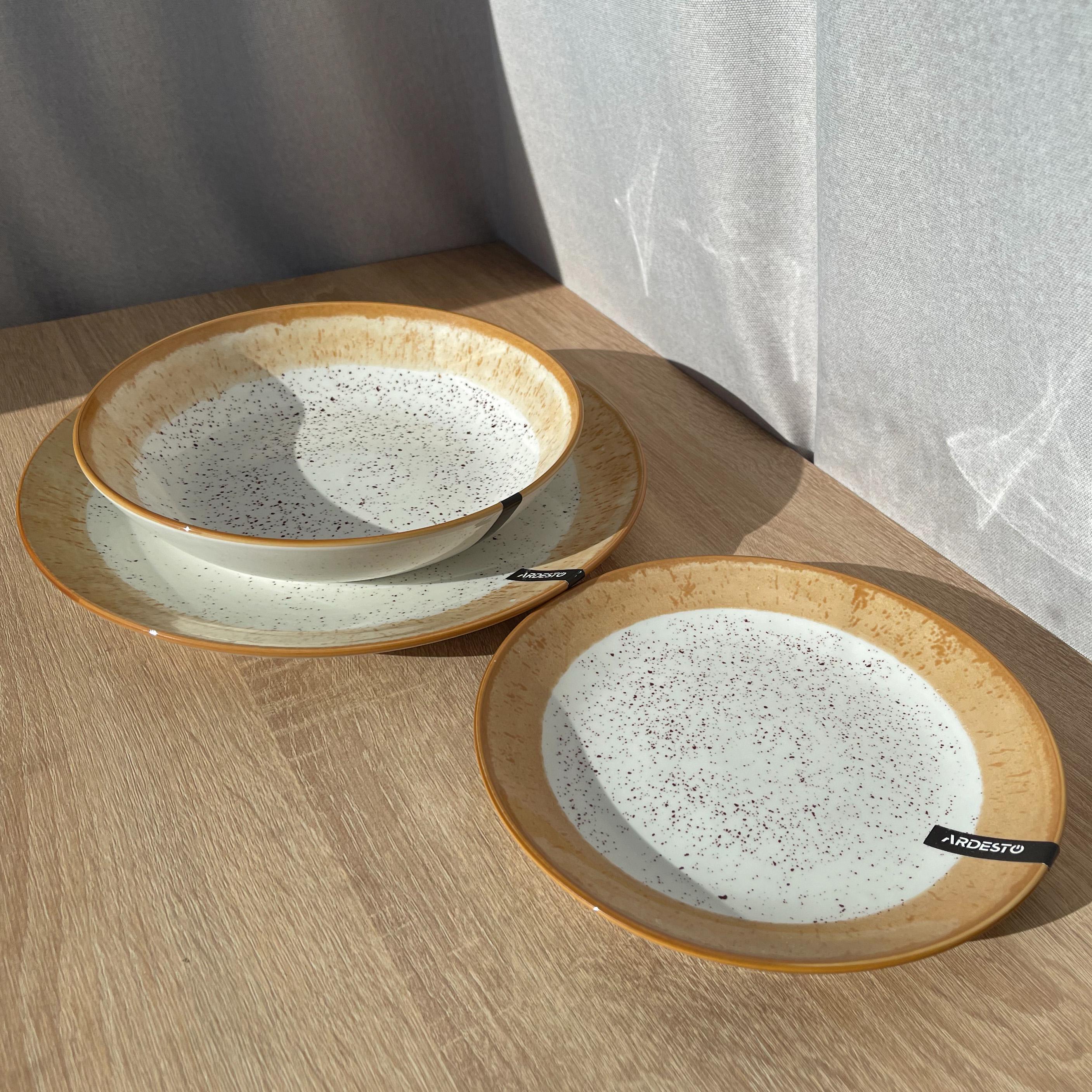 Столовый сервиз Ardesto Siena 3 предмета 1 персона фарфор Бело-оранжевый - фото 2 Столовый сервиз Ardesto Siena 3 предмета 1 персона фарфор Бело-оранжевый - фото 2