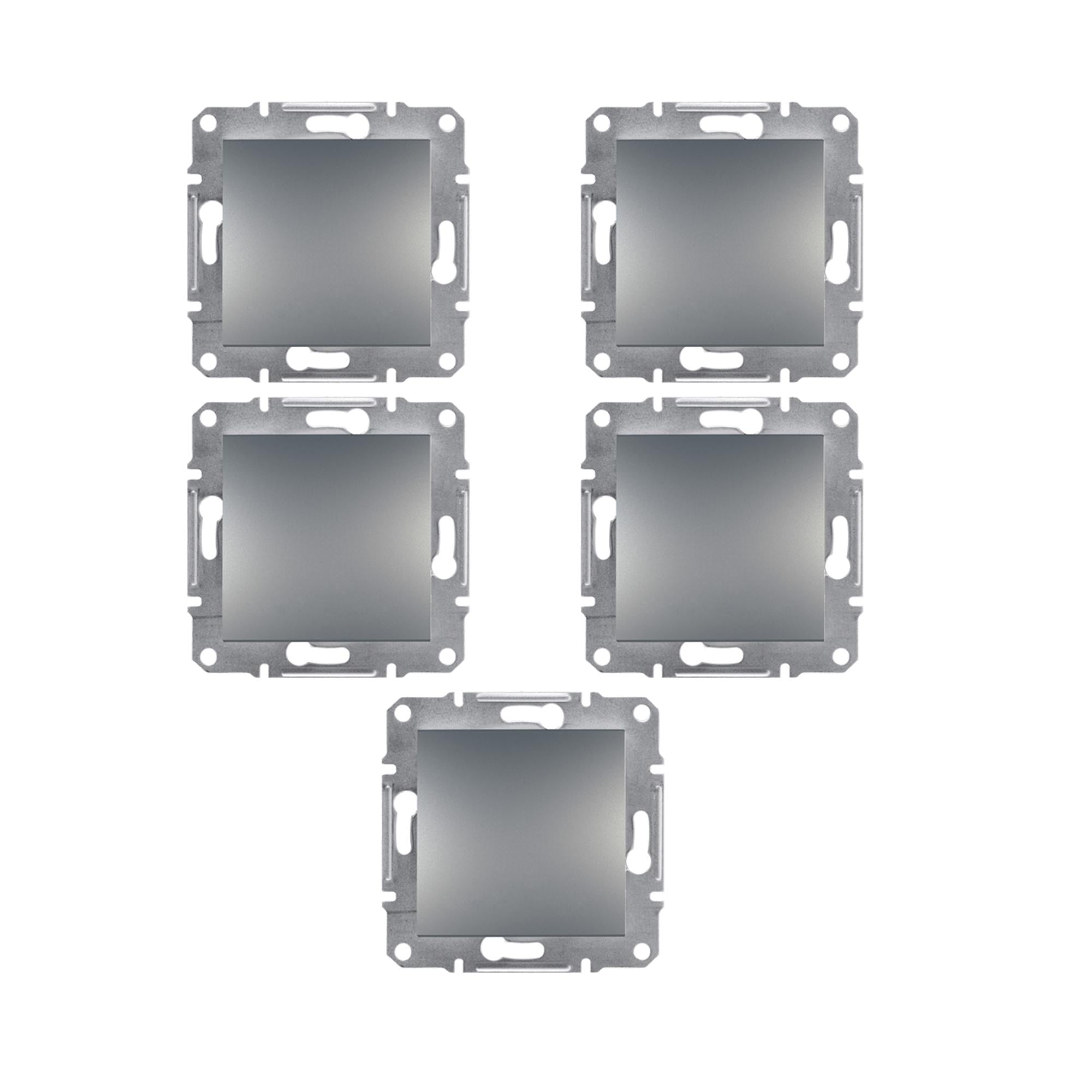 Комплект вимикачів Schneider Electric Asfora 1-й 5 шт. Сталь (EPH0100162)