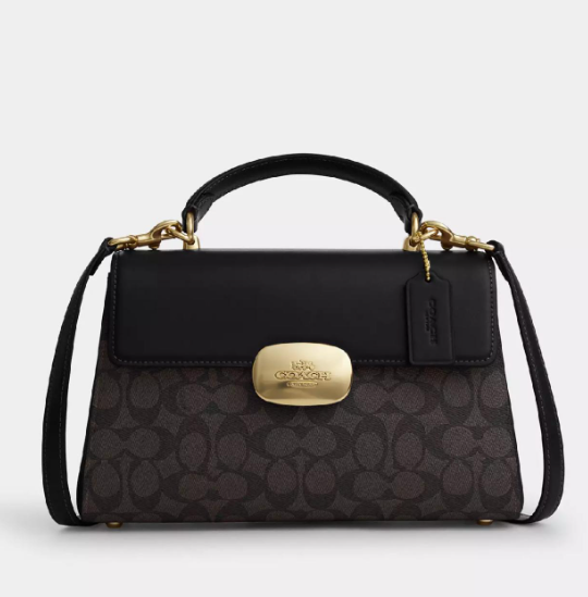 Сумка женская Coach Eliza Top Handle Gold/Walnut/Black Сумка женская Coach Eliza Top Handle Gold/Walnut/Black