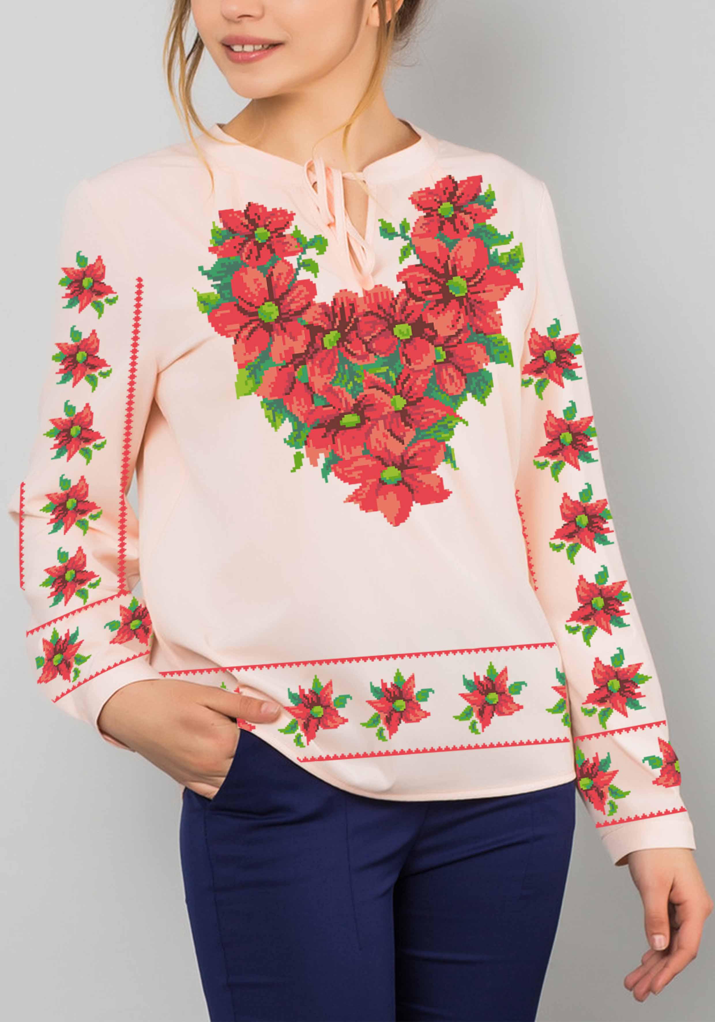 Заготовка для вишивки нитками або бісером сорочка СЖ-206 габардин Заготовка для вишивки нитками або бісером сорочка СЖ-206 габардин