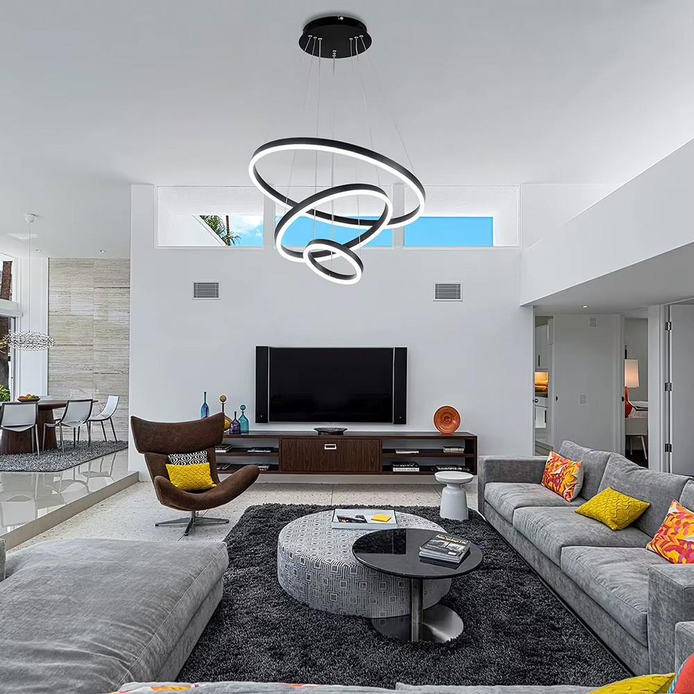 Люстра Led на три кольца 60/40/20 см Черный (G 68-600+400+200 BK) - фото 2 Люстра Led на три кольца 60/40/20 см Черный (G 68-600+400+200 BK) - фото 2