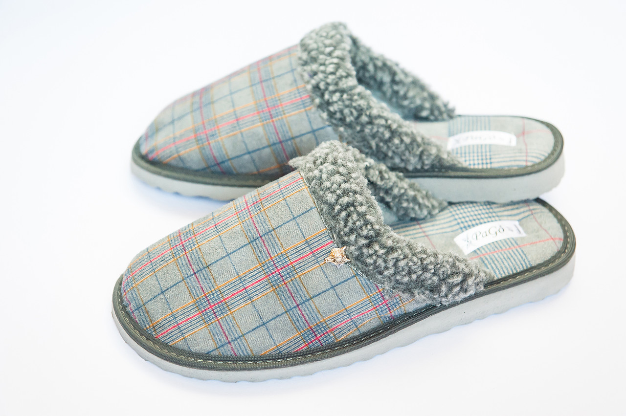 Тапки домашние PaGo  клетка р. 44 Серый