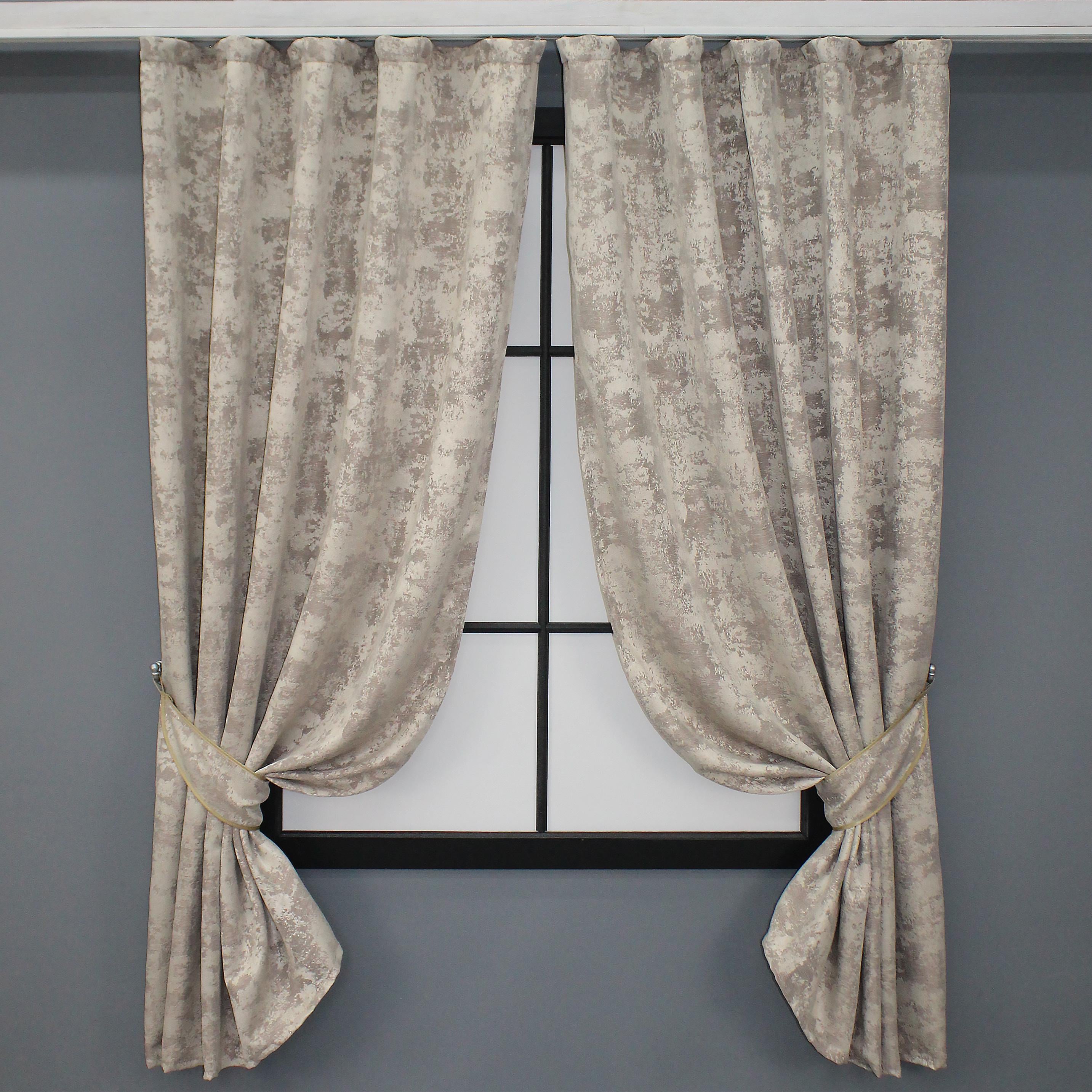 Комплект штор VR-Textil Sultan YL №1206ш жаккард 130х170 см 2 шт. Серо-бежевый (35-0089)