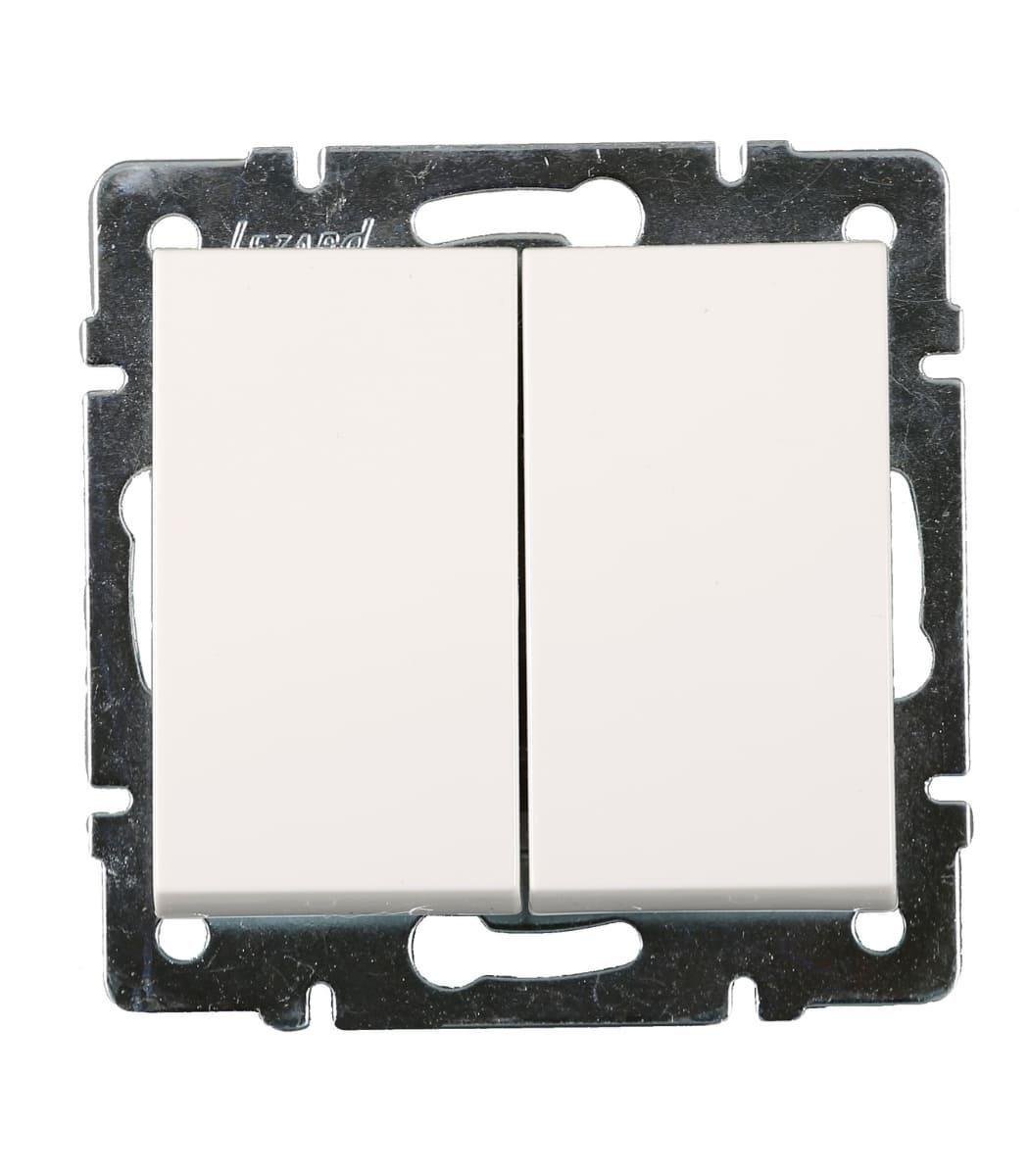 Выключатель двухклавишный Lezard Rain Белый (27549078)