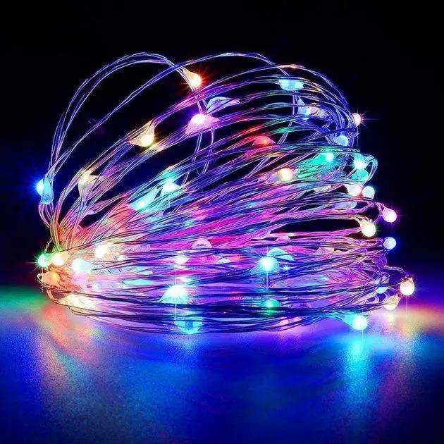 Гирлянда Капля росы на медной проволоке 100 Led 10 м Мультицвет