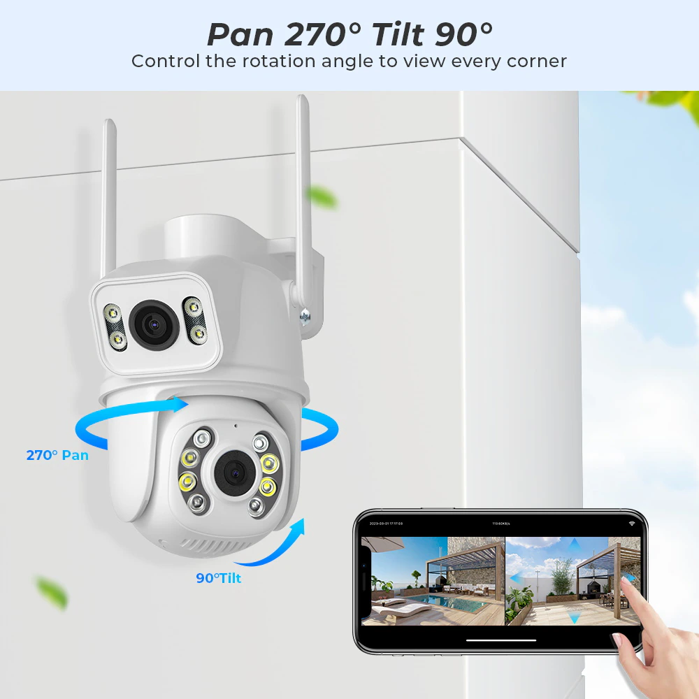 ᐉ Камера видеонаблюдения уличная PTZ-DW4 IP Wi-Fi двойная два объектива .