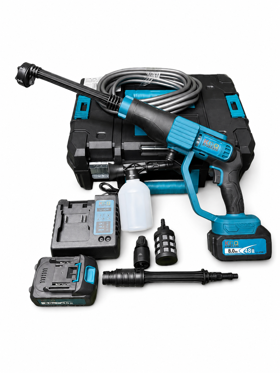 Мойка высокого давления Krafftec Germany PRO 48V безщеточная минимойка с 2 аккумуляторами для авто Черный