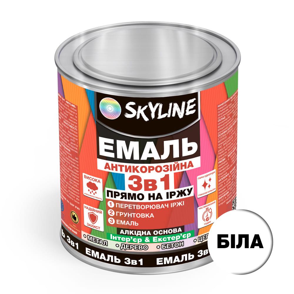 Эмаль алкидная Skyline 3в1 по ржавчине антикоррозионная 0,9 кг Белый - фото 2