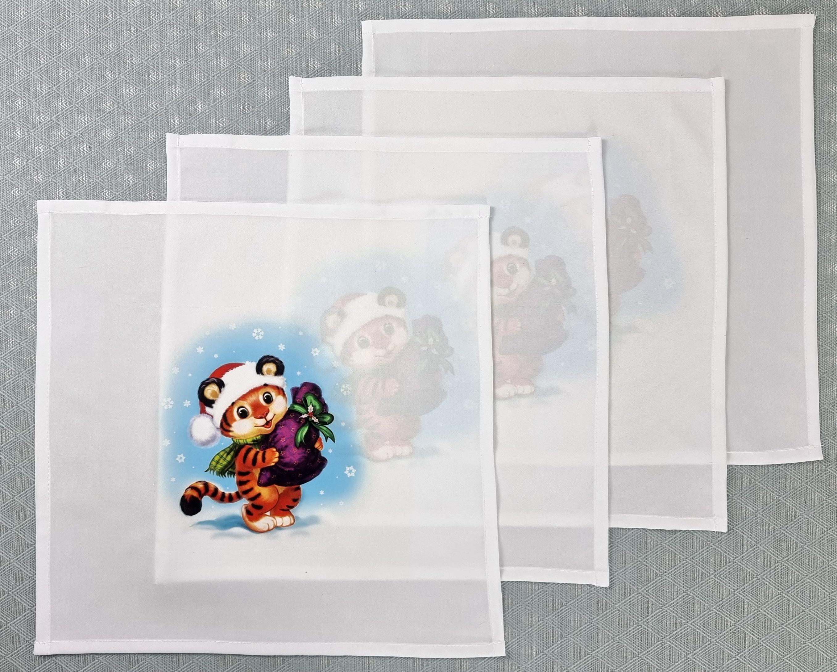 Набор тканевых салфеток Новогодний Тигрёнок №4 40х40 см 4 шт. Белый (33239) Набор тканевых салфеток Новогодний Тигрёнок №4 40х40 см 4 шт. Белый (33239)