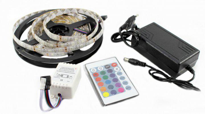 Светодиодная лента многоцветная LED SMD 5050 RGB с пультом и блоком питания 12V (5050 RGB)