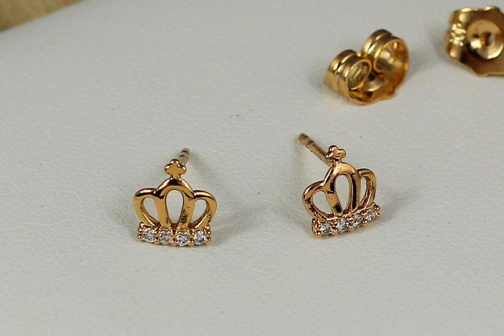 Серьги гвоздики Xuping Jewelry корона 7 мм Золотистый (2476119058)