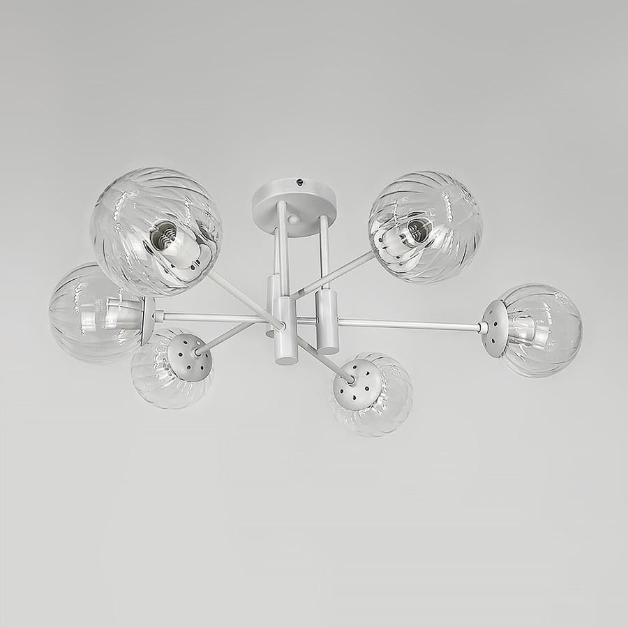 Люстра стельова на 6 прозорих плафонів Білий (51797/6 WT+CL)