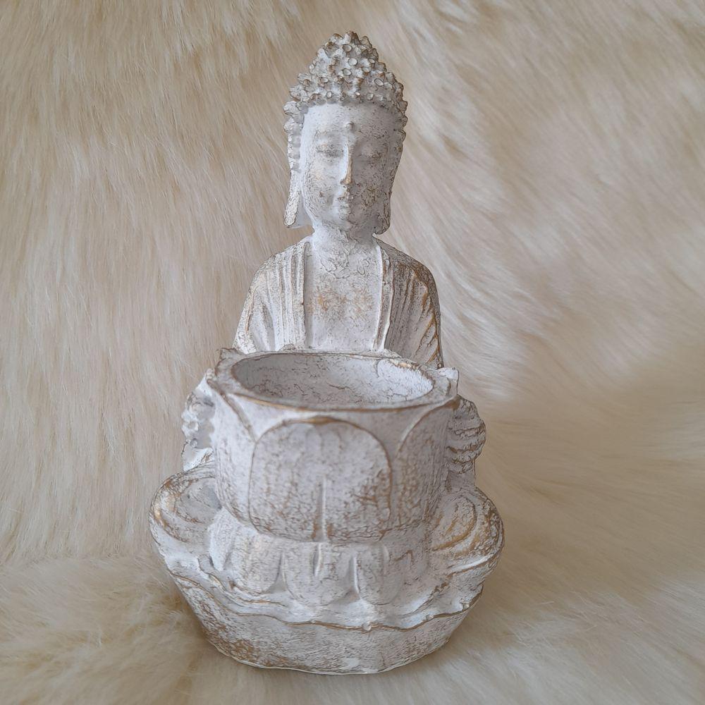 Підсвічник Гранд Презент Будда з квіткою ПП702с 15х10х10 см Біло-золотий - фото 3 Підсвічник Гранд Презент Будда з квіткою ПП702с 15х10х10 см Біло-золотий - фото 3