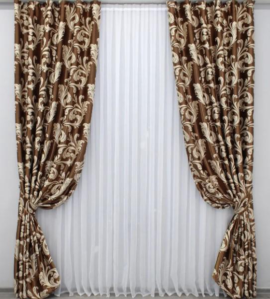 Ткань для штор Лилия блекаут/софт Коричневый (1275ш) - фото 2 Ткань для штор Лилия блекаут/софт Коричневый (1275ш) - фото 2