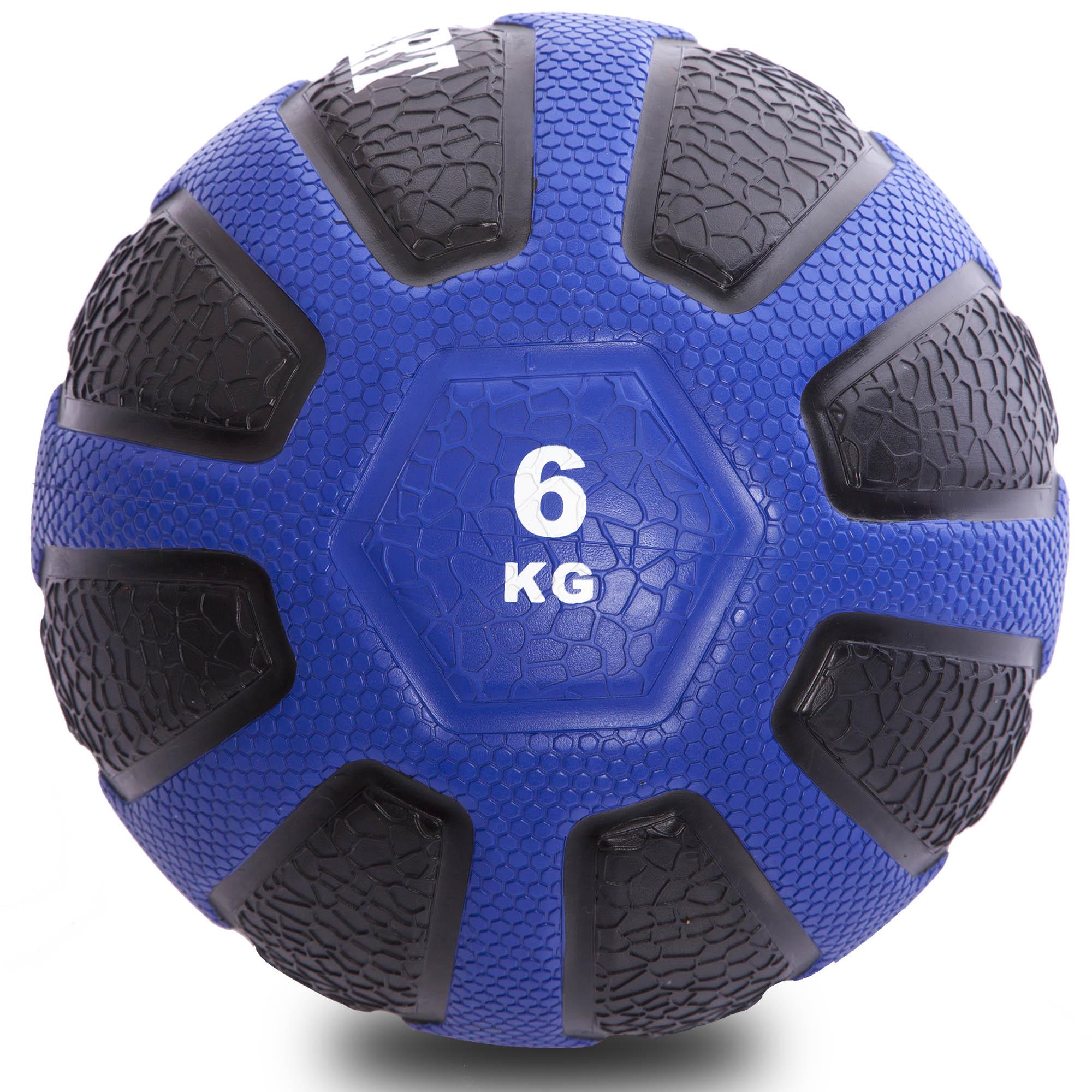 М'яч медичний медбол Zelart Medicine Ball FI-0898-6 6кг Чорний / Синій (DR003455) - фото 1