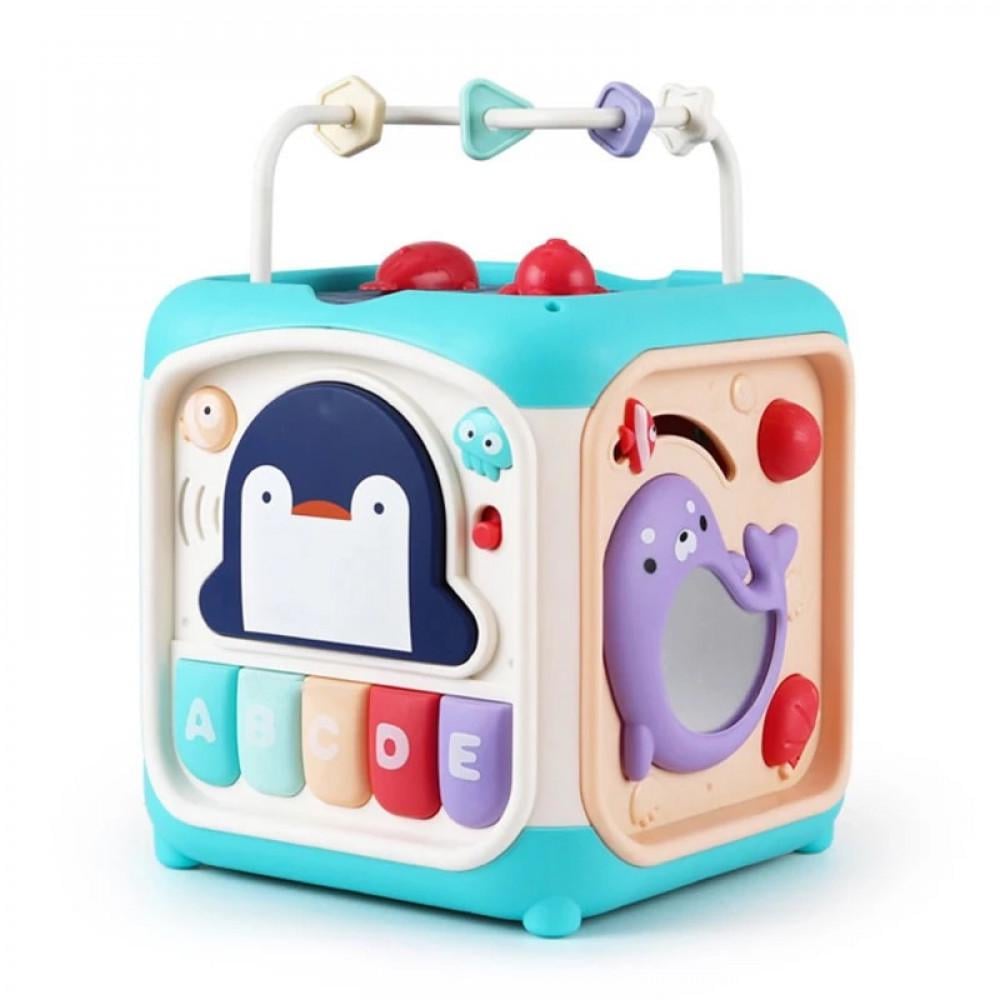 Сортер развивающий для детей интерактивный 6в1 звуковой с музыкой и пианино Голубой