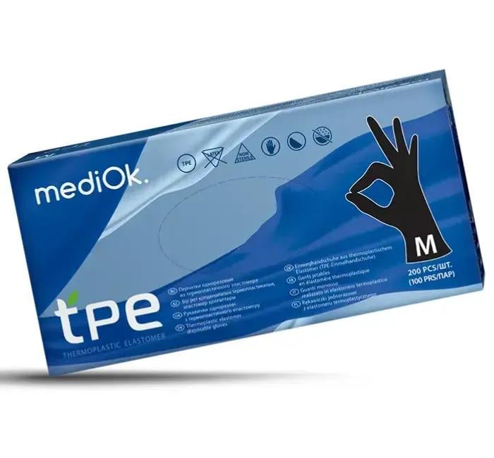 Перчатки одноразовые Mediok ТПЭ 200 шт. M Черный Mediok (34072436)