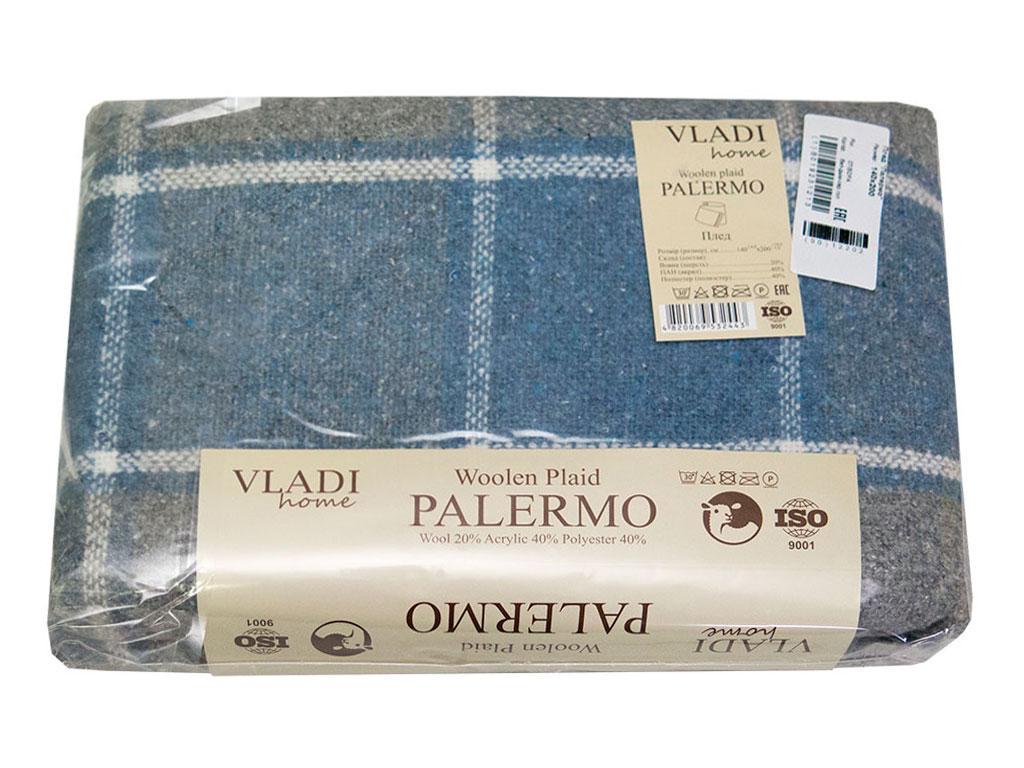 Плед вовняний Vladi Палермо №7 Sofa 140х200 см Білий/Сірий (28092526)
