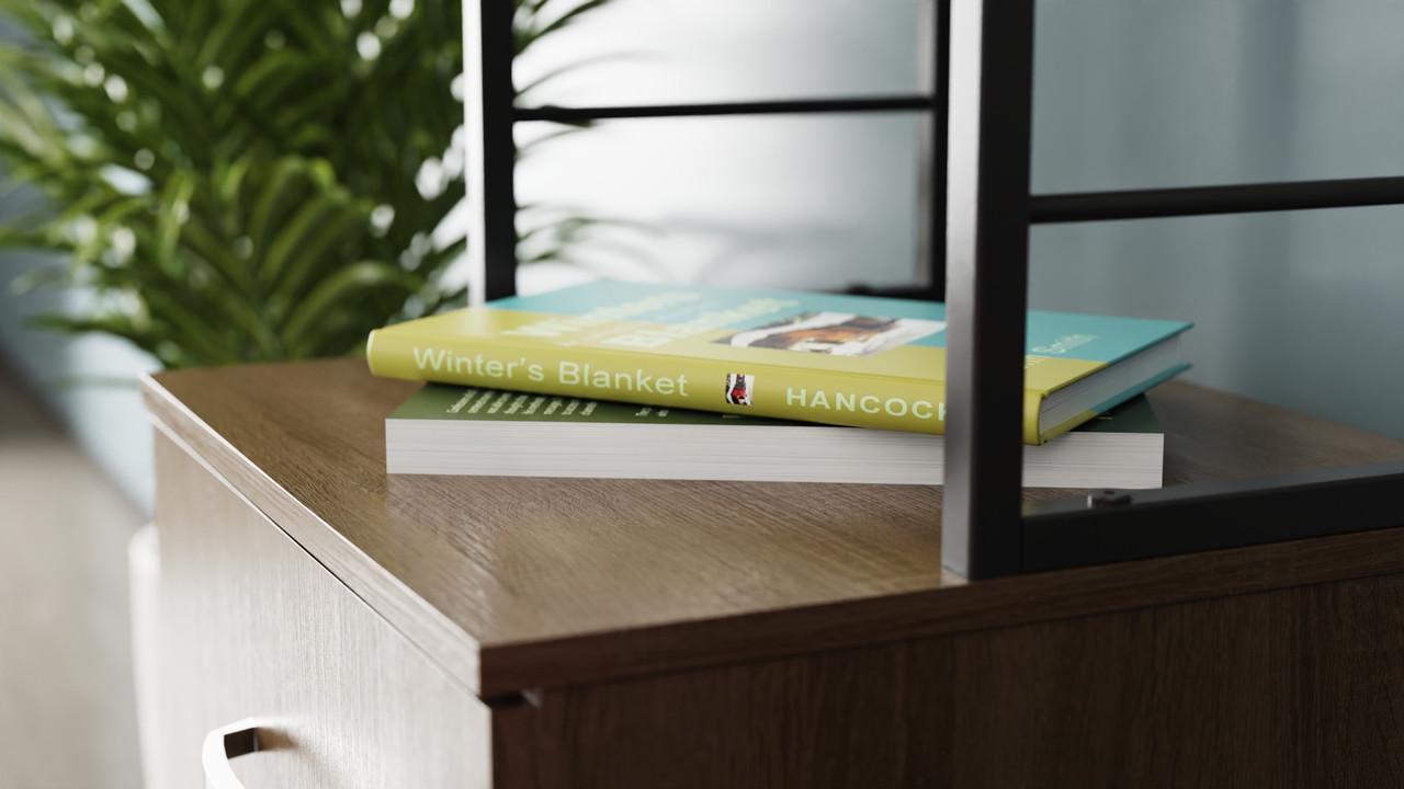 Стіл-тумба трансформер Ferrum-decor Смарт 4/2 з етажеркою метал/ДСП 16 мм 1430x1450x600 мм Чорний/Дуб Сонома Трюфель (FRD-105134) - фото 6 Стіл-тумба трансформер Ferrum-decor Смарт 4/2 з етажеркою метал/ДСП 16 мм 1430x1450x600 мм Чорний/Дуб Сонома Трюфель (FRD-105134) - фото 6