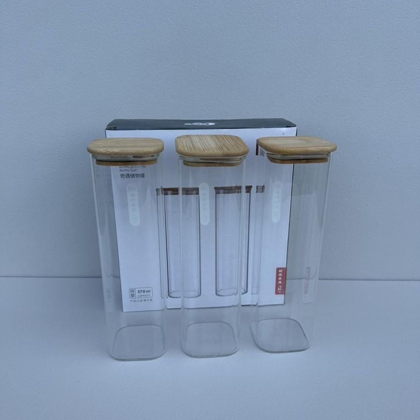 Набор банок A-PLUS GPG 302-51/0195 для сыпучих продуктов с бамбуковыми крышками 3 шт. 570 мл (2634470987)