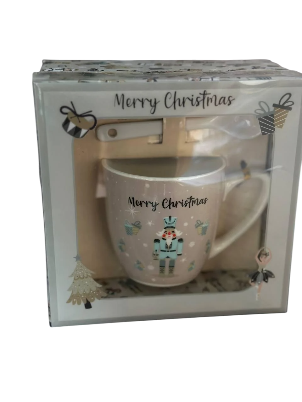 Чашка новогодняя Elisey 9150-002-1 Merry Christmas керамическая с ложкой 175 мл