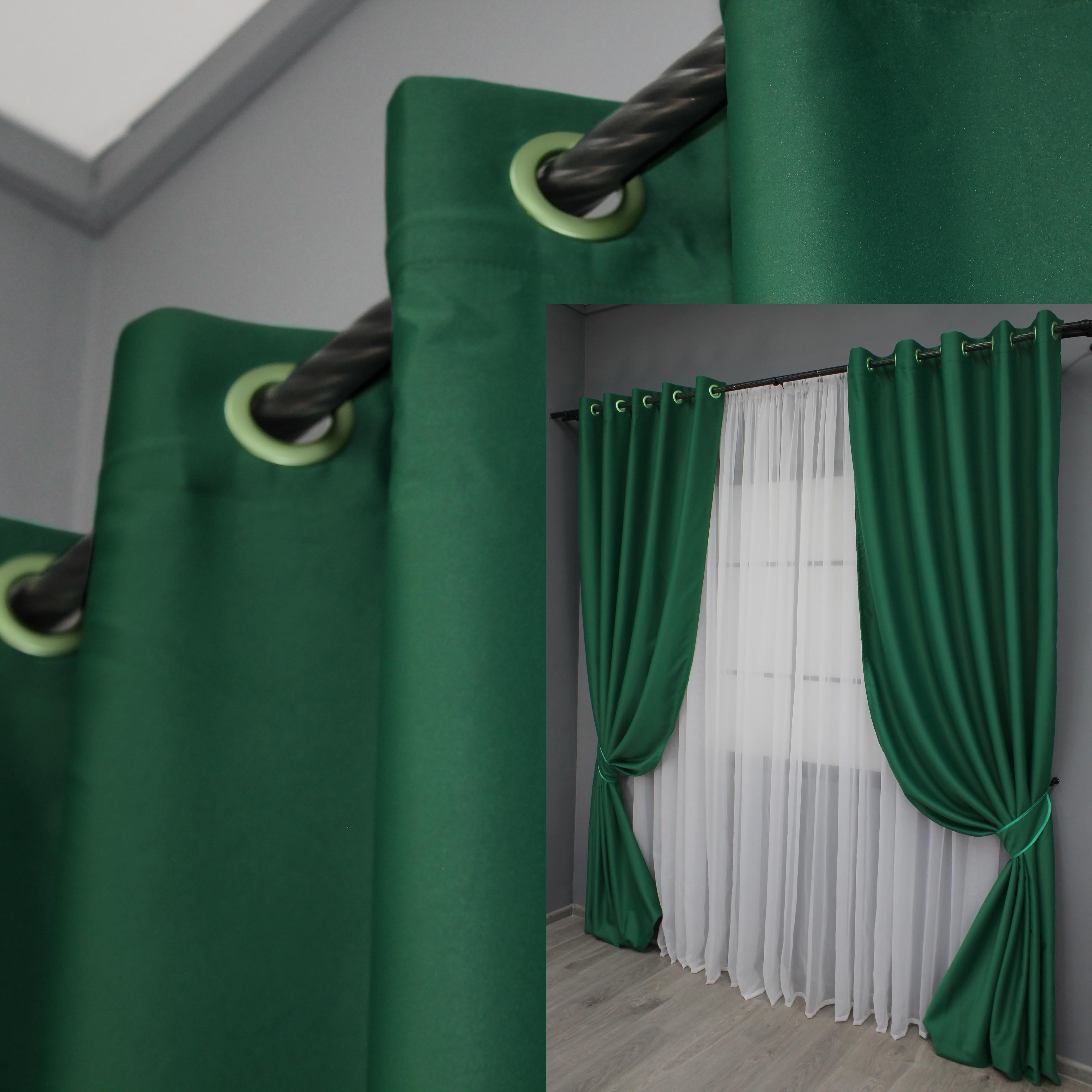 Комплект штор на люверсах VR-Textil Midnight № 1398ш 150х270 см 2 шт. Зелений (37-0138) - фото 4 Комплект штор на люверсах VR-Textil Midnight № 1398ш 150х270 см 2 шт. Зелений (37-0138) - фото 4