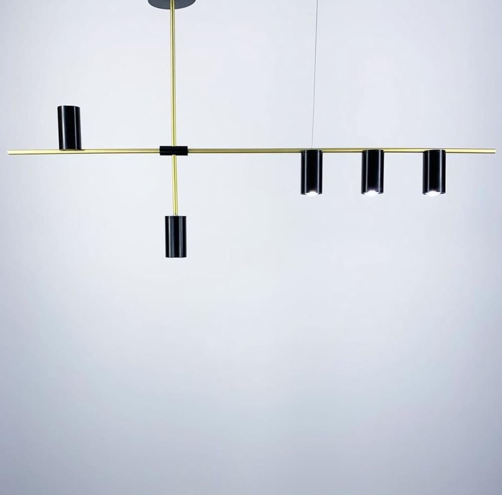Люстра удлиненная в корпусе с черными плафонами-спотами Золотой (Y 8857B-5) - фото 4 Люстра удлиненная в корпусе с черными плафонами-спотами Золотой (Y 8857B-5) - фото 4