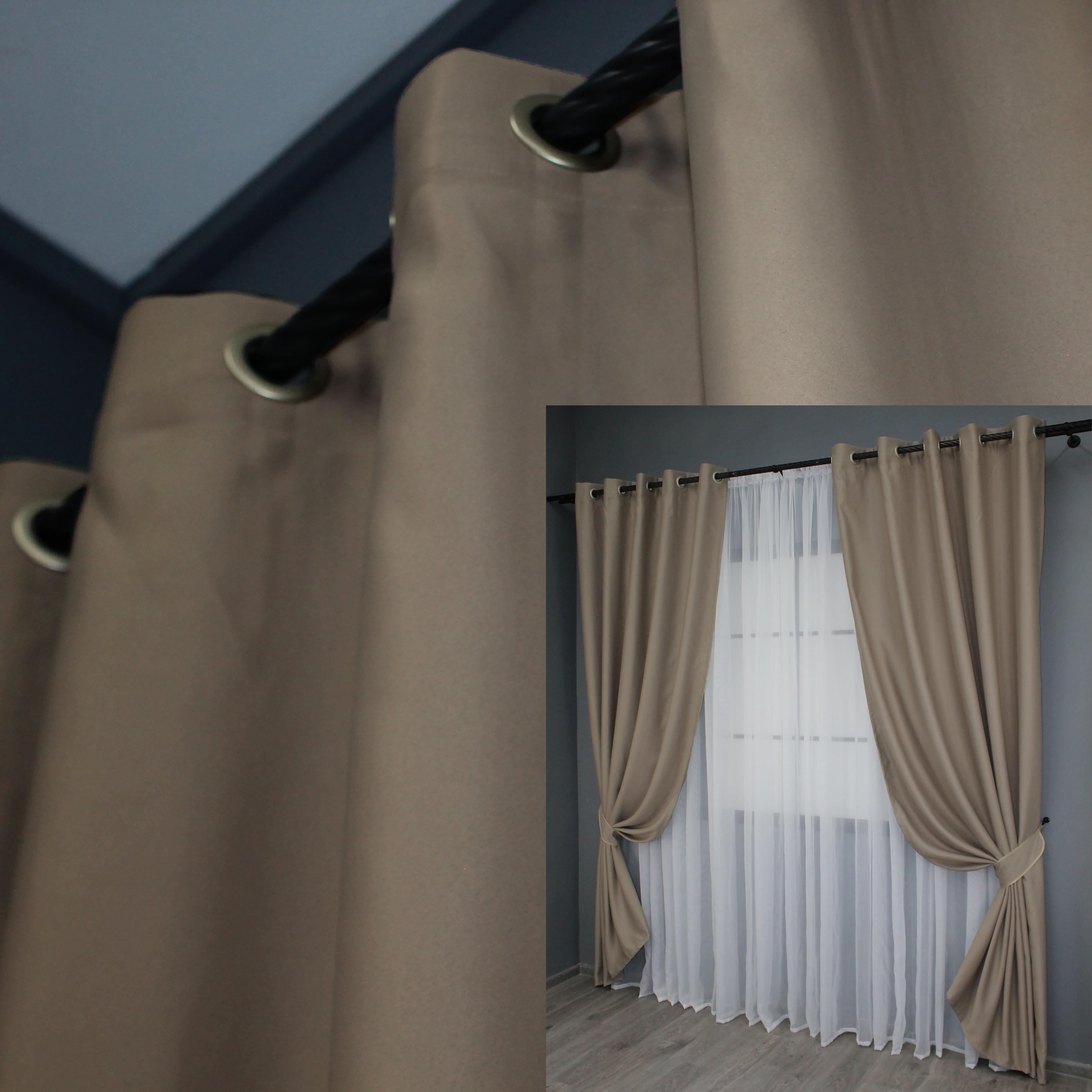 Комплект штор на люверсах VR-Textil Fusion Dimout № 792ш 150х250 см 2 шт. Какао (37-0105) - фото 4