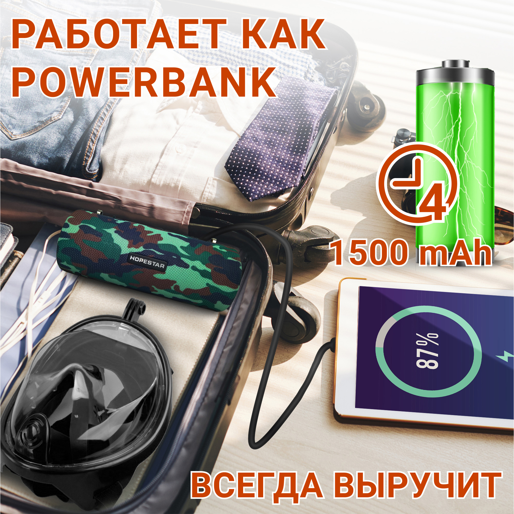 Акустична система Hopestar PowerBank H39 камуфляж - фото 5 Акустична система Hopestar PowerBank H39 камуфляж - фото 5