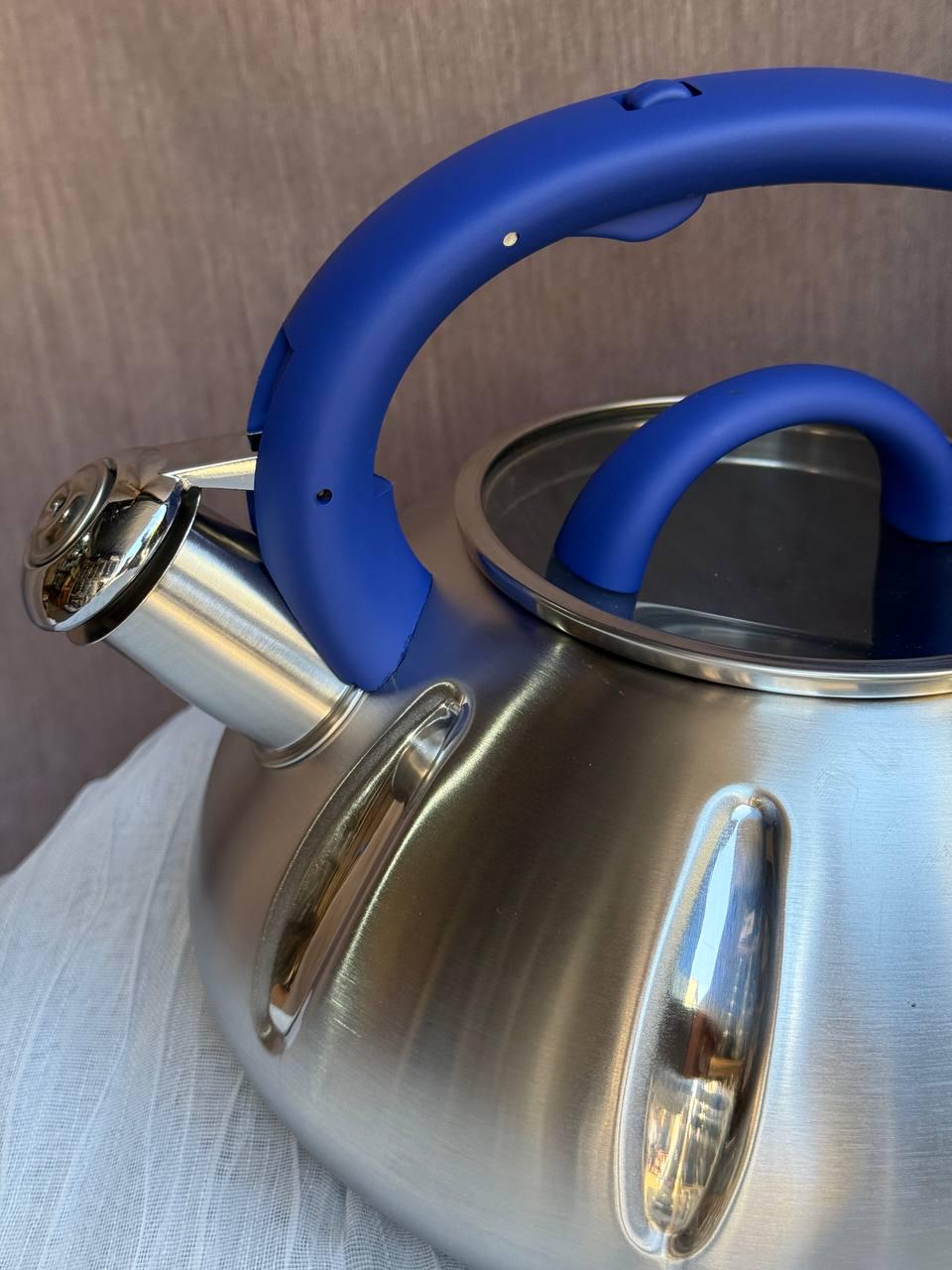 Чайник со свистком Unique из нержавеющей стали 3л Синий (UN-5303) - фото 4 Чайник со свистком Unique из нержавеющей стали 3л Синий (UN-5303) - фото 4