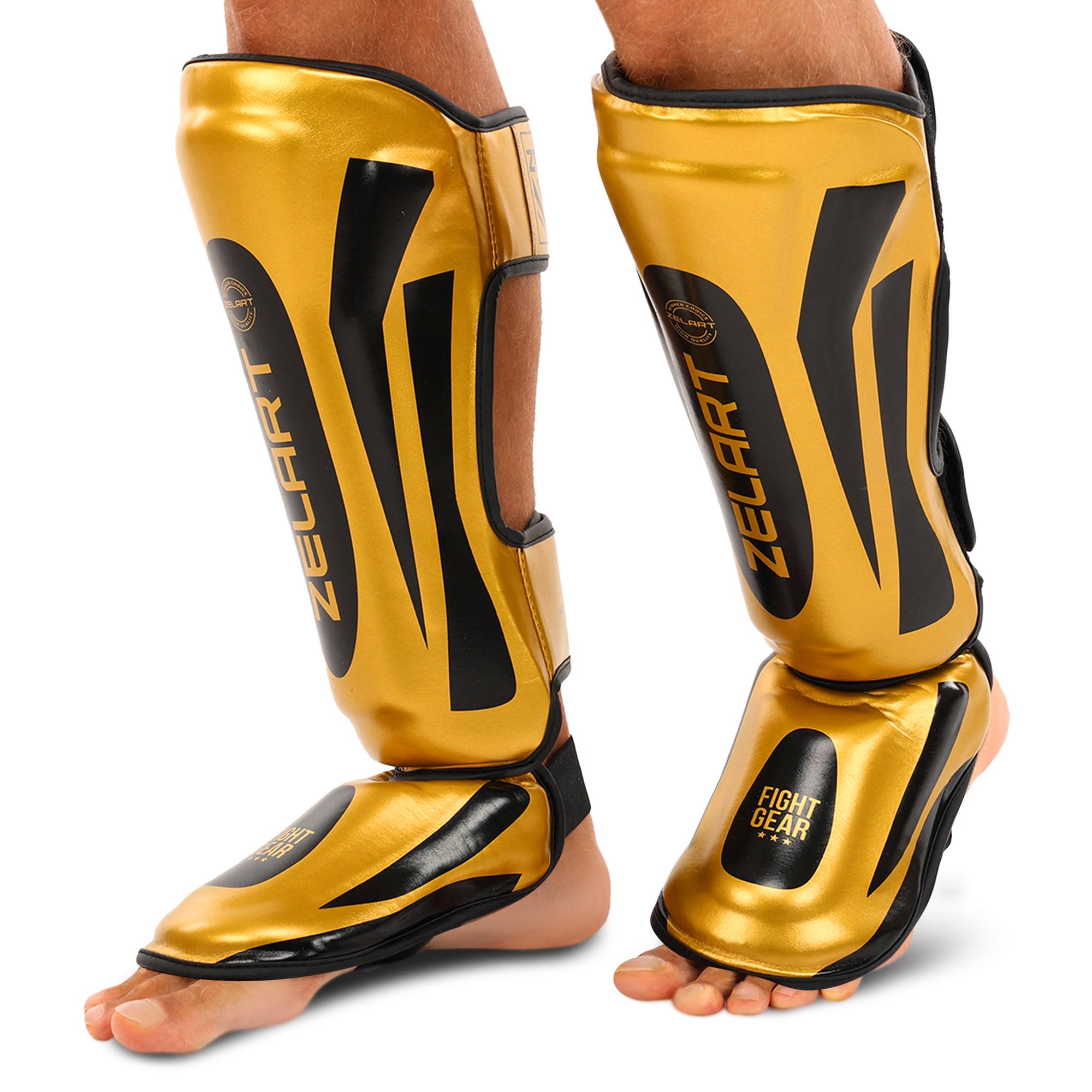 Защита голени и стопы PU Zelart BO-8357 XL Черно-золотой (32312165)