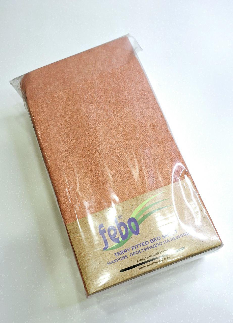 Простыня на резинке махровая Febo 160x200x30 см Светлый коралловый (330)