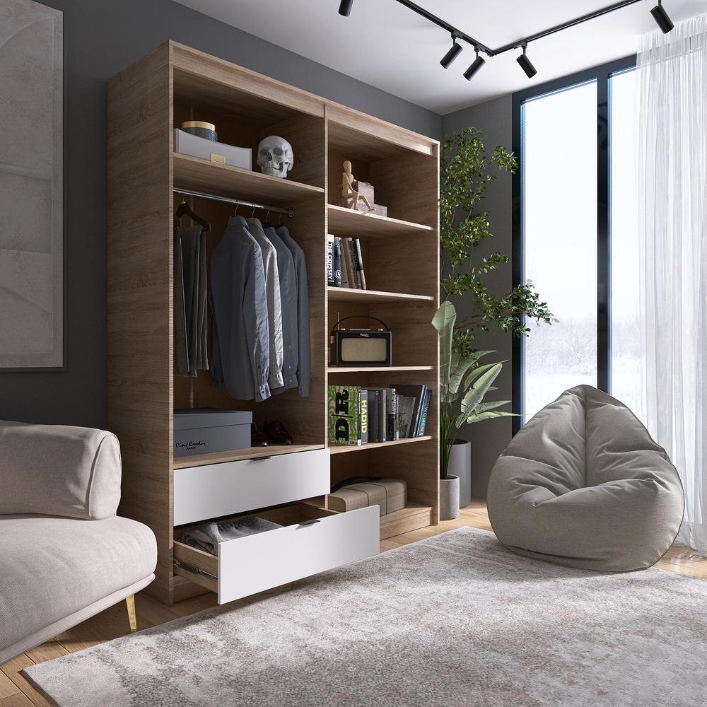 Шкаф распашной для одежды с выдвижными ящиками Эверест Сити-1600 160,2x50x204,6 см Дуб сонома/Белый (EVR-071119) - фото 4 Шкаф распашной для одежды с выдвижными ящиками Эверест Сити-1600 160,2x50x204,6 см Дуб сонома/Белый (EVR-071119) - фото 4