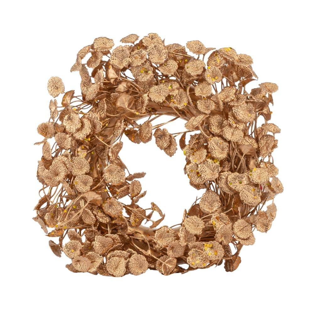 Новогодний венок для декора Подарок волшебства из пластика Золотой (147-81-2010-157)