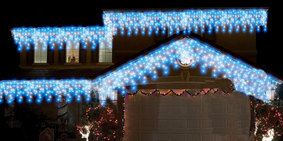 Гирлянда уличная бахрома 10 м 400 LED синий/белый с таймером 8 режимов IP44 (2985924995)