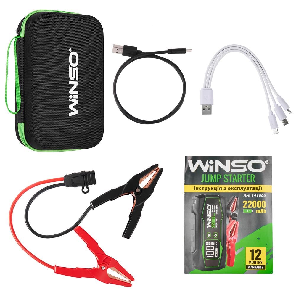 Пусковое устройство WINSO Jump Starter 1000A/2000A 22000 mAh (141000) - фото 5