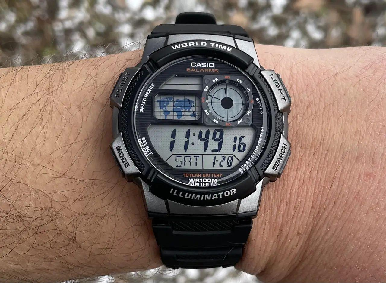 Наручные часы мужские Casio AE-1000W-1BVDF можно плавать d 43 мм (HDC-700-3A3) - фото 3