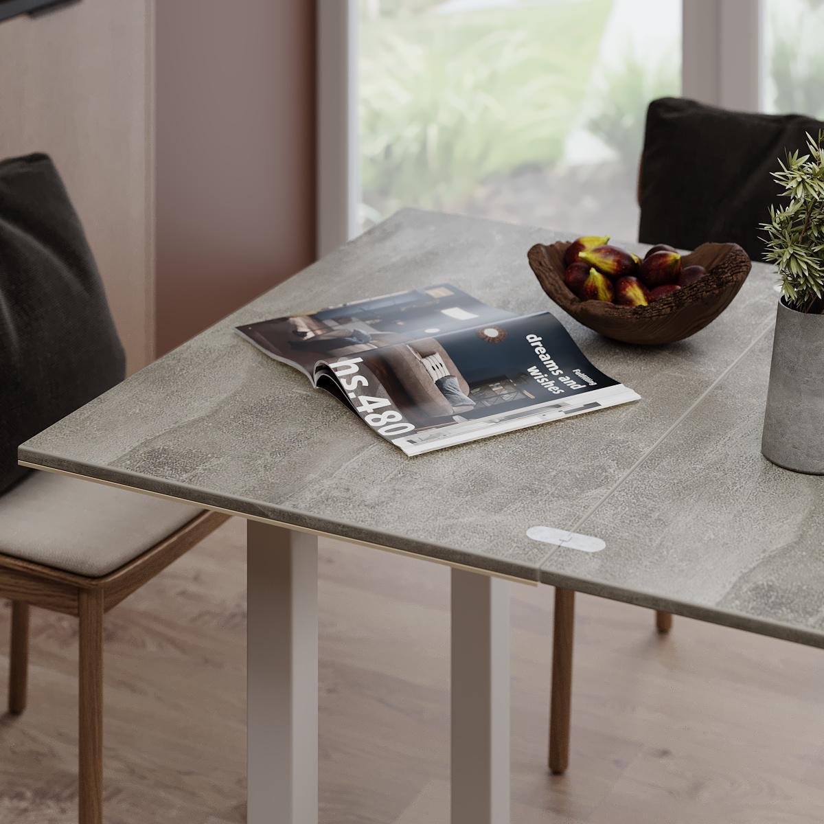 Обеденный стол-трансформер Dinner Glass 900x750x600 мм Ателье светлый/Жемчужина белая (GATB16040400103) - фото 4