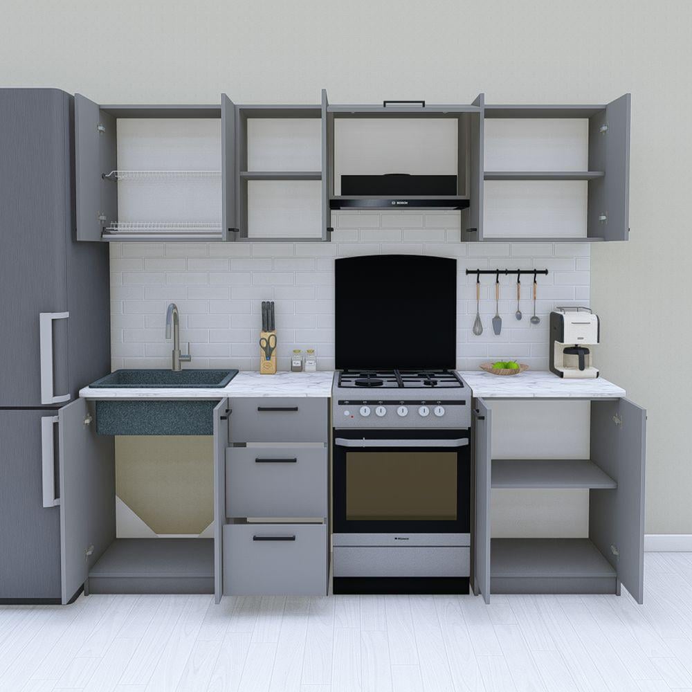 Кухня модульна готова пряма 2,2 м 220 см Антрацит (МП36а) - фото 2 Кухня модульна готова пряма 2,2 м 220 см Антрацит (МП36а) - фото 2