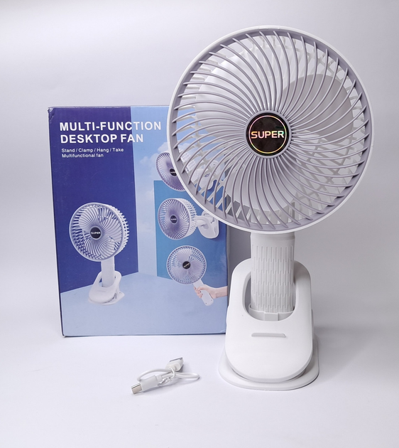 Вентилятор аккумуляторный Super A2 021p на прищепке Белый (GR-04507)