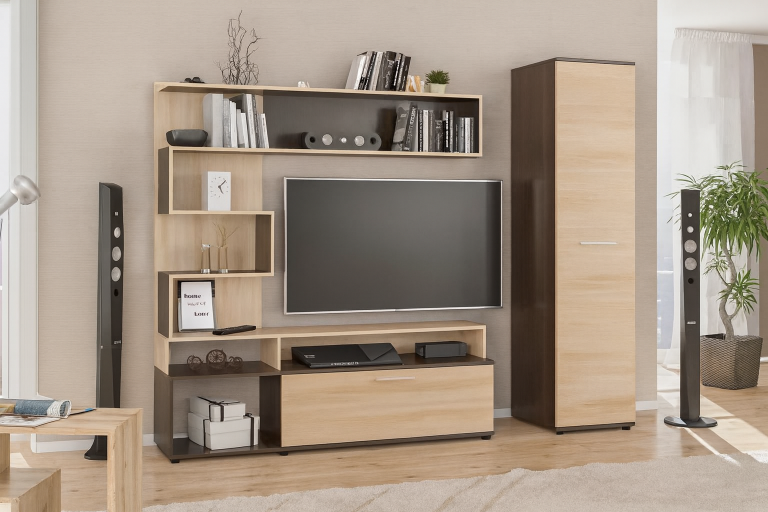 Тумба під ТВ з пеналом Секція з нішею ЛДСП Венге темний/Ясен світлий (31289217) Тумба під ТВ з пеналом Секція з нішею ЛДСП Венге темний/Ясен світлий (31289217)