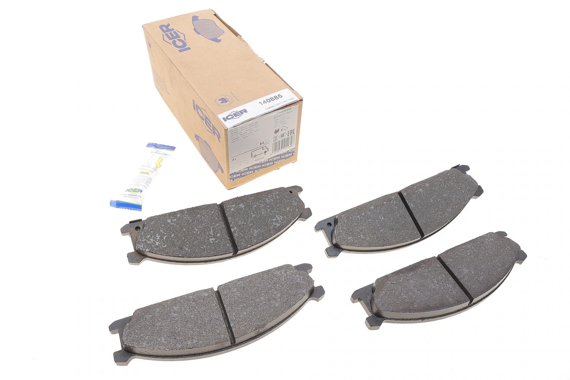 Колодки тормозные передние ICER для Nissan Pathfinder 86-95/Navara I/Pick Up 97-/Chrysler Valiant IV 79-80 (140885)