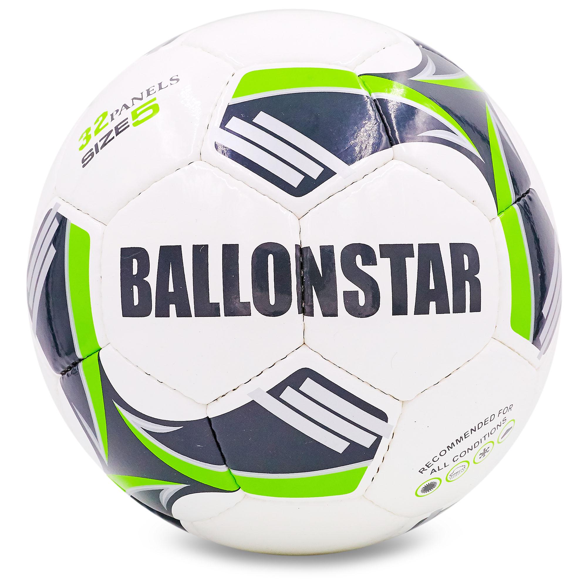 Мяч футбольный Zelart BALLONSTAR FB-5413 №5 PU Черный/Зеленый (DR008045)
