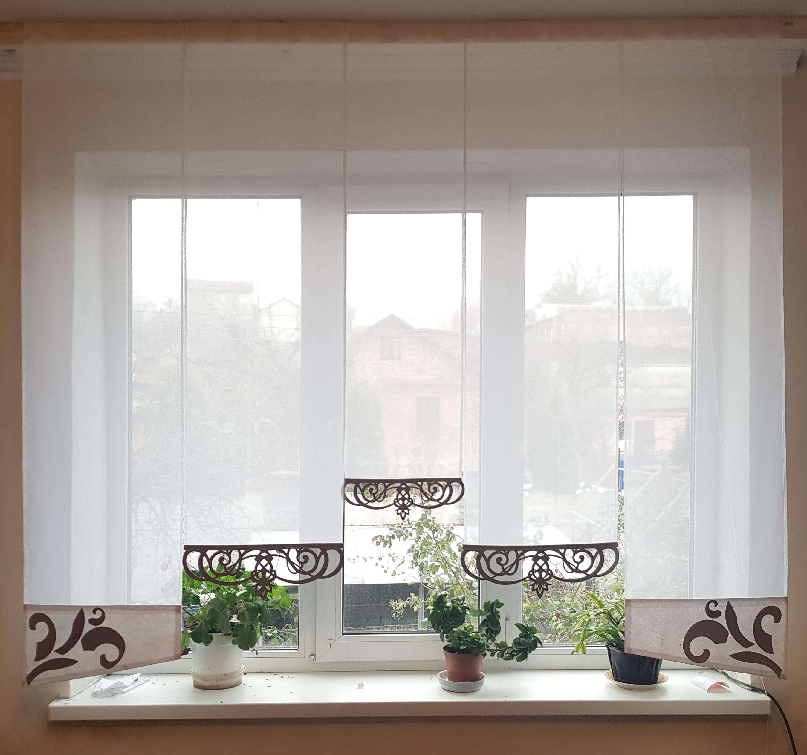 Комплект панельных занавесок Firanka Ажур 5 шт. карниз 185 см Молочный с бежевым (40_8п) - фото 3 Комплект панельных занавесок Firanka Ажур 5 шт. карниз 185 см Молочный с бежевым (40_8п) - фото 3