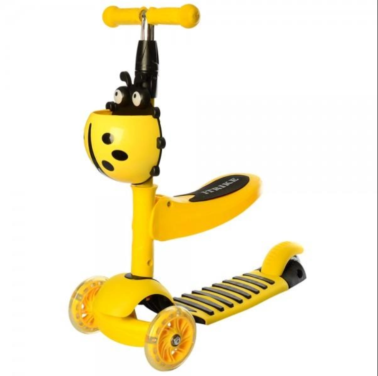 Самокат трехколесный iTrike MAXI колеса ПВХ с подсветкой Желтый (JR 3-054-F)