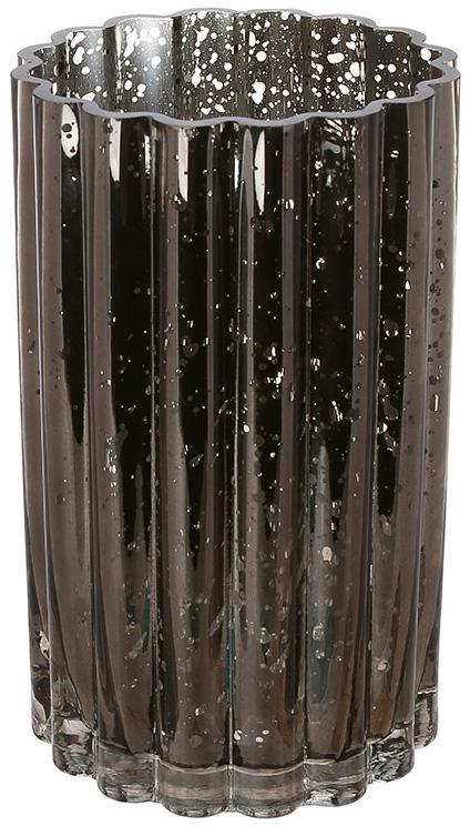 Ваза-свічник скляна Aster 12х20 см Графітово-антик