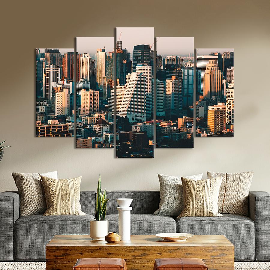 Картина город Высотные дома города Макати на Филиппинах 112x68 см (A823-5)