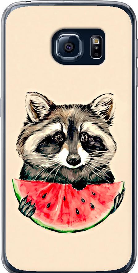 Чехол на Samsung Galaxy S6 G920 Енотик с арбузом (4605u-80-42517)