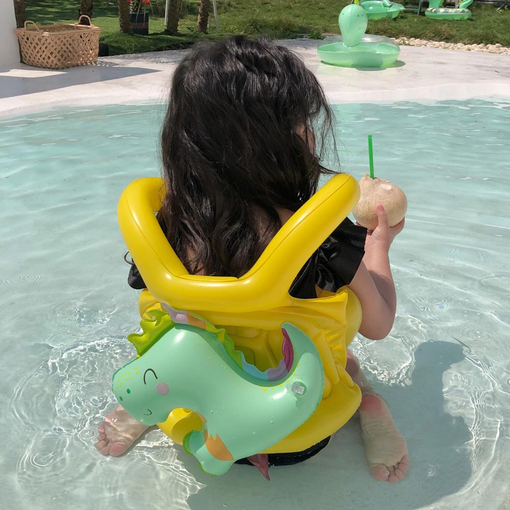 Жилет надувний для плавання для дітей динозавр Жовтий - фото 5