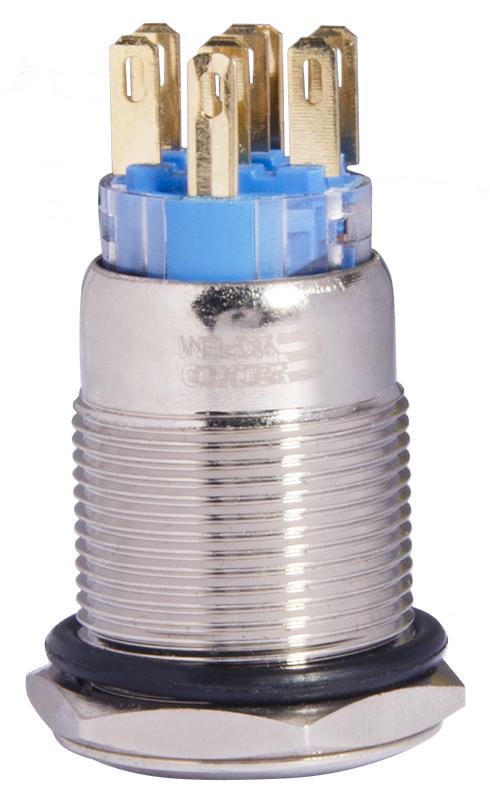 Кнопка плоская АСКО-Укрем TYJ 19-372 2NO+2NC металлическая с подсветкой с фиксацией LED 220 V 19 мм Красный (A0140010123)